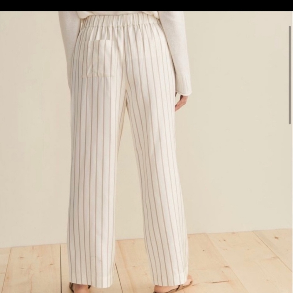 Jenni Kayne Yellow Striped Bianca Pants Straight Wide Leg Pockets NEW - Picture 13 of 14